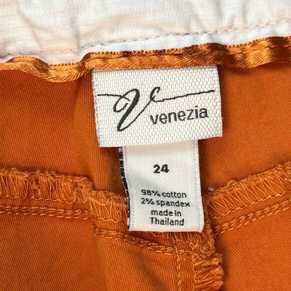 Venezia by Lane Bryant Capris 24 Orange Cuffed Hem Belt Looped Cropped Pants - Picture 9 of 10